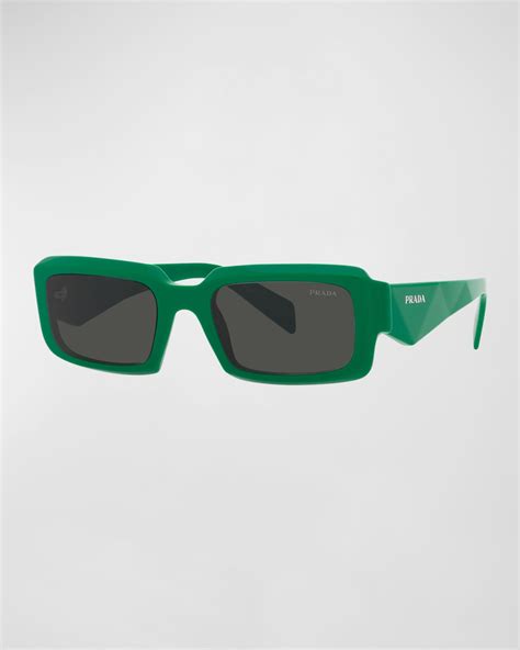 prada geometric|Prada Geometric Logo Acetate & Plastic Rectangle Sunglasses.